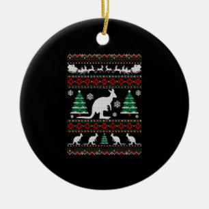 Australiska Kangaroo Ugly jul Tshirt Julgransprydnad Keramik