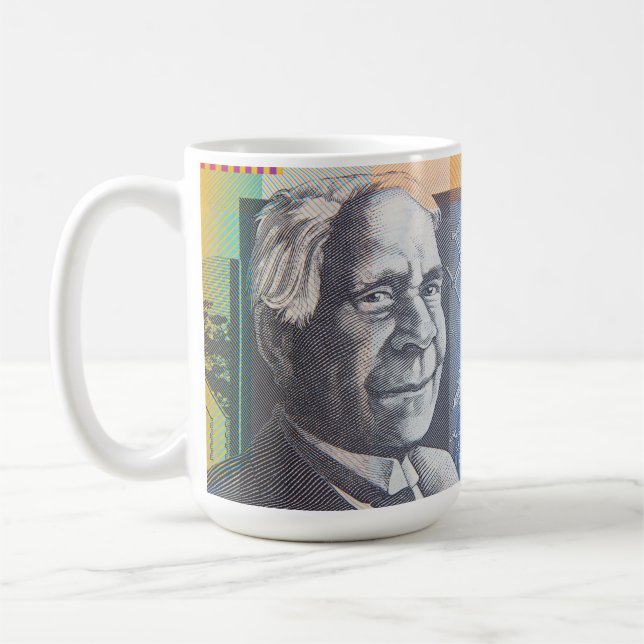 Australiska penningdollar kaffemugg (Vänster)