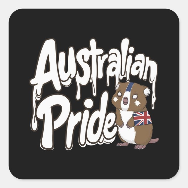 AUSTRALISKA PRIDET FYRKANTIGT KLISTERMÄRKE (Framsida)