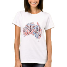 Australiska städer på Continent Ord Art T-Shirt