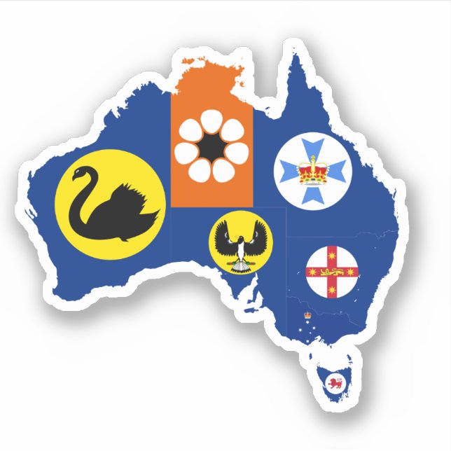 Australiska Stater Flagga Klistermärken (Framsida)