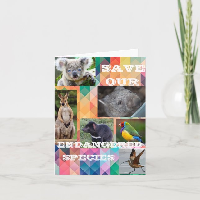 Australiska utrotningshotade arter tack kort (Framsida)