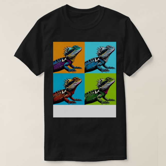 Australiska Vatten Dragon Art Coola Lizard T Shirt (Design framsida)