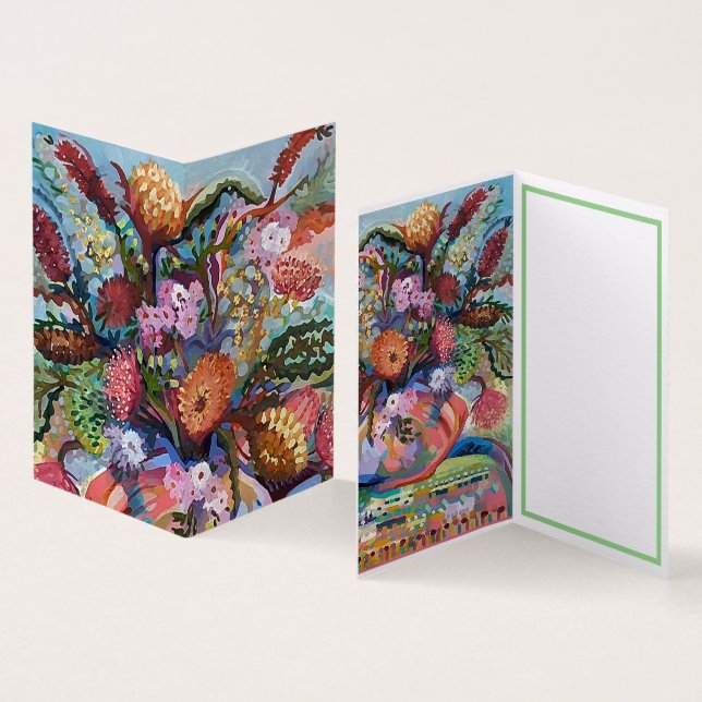 Australiska vilda blommor i vas Card Kort (In- och utsida)