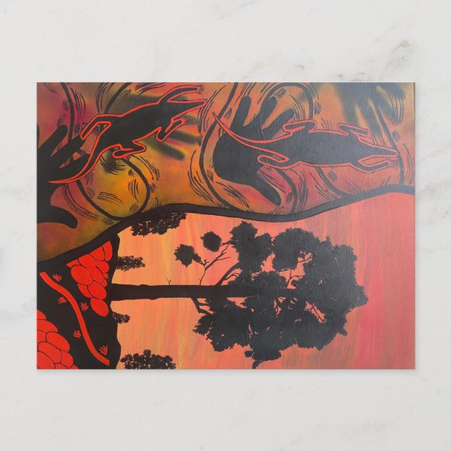 Australiskt aboriginkort för källtid vykort (Framsida)