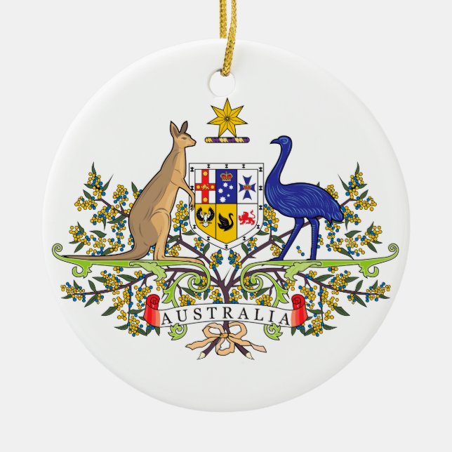 Australiskt nationellt emblem julgransprydnad keramik (Framsidan)