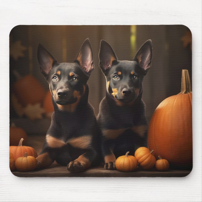 Australsk Kelpie Valp Höstglädje Pumpa Musmatta (Framsidan)