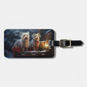 Australsk terrier Snöig släde Juldekoration Bagagebricka