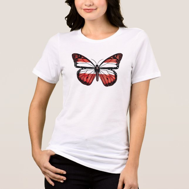 Austria Butterfly Monarque Flagga T Shirt (Framsida)