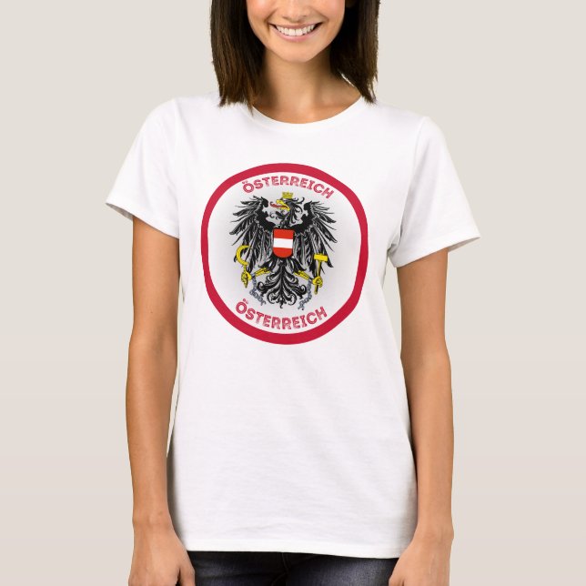 Austria Coat of Arms Circle Shape  T Shirt (Framsida)