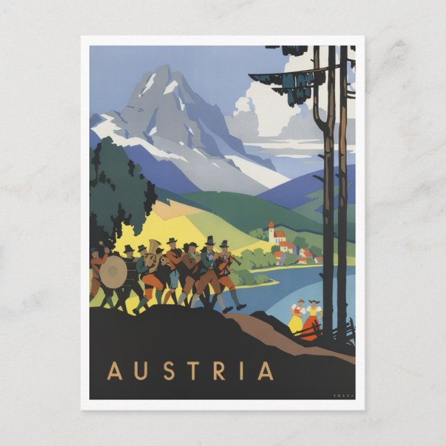 Austria Colorful Retro Inspired Vykort (Framsida)