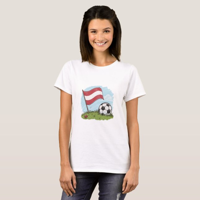 Austria flag and crayon-style soccer ball t shirt (Hel framsida)