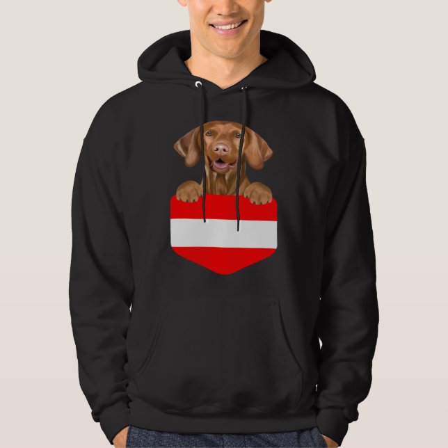 Austria Flag Vizsla Dog In Pocket Hoodie (Framsida)