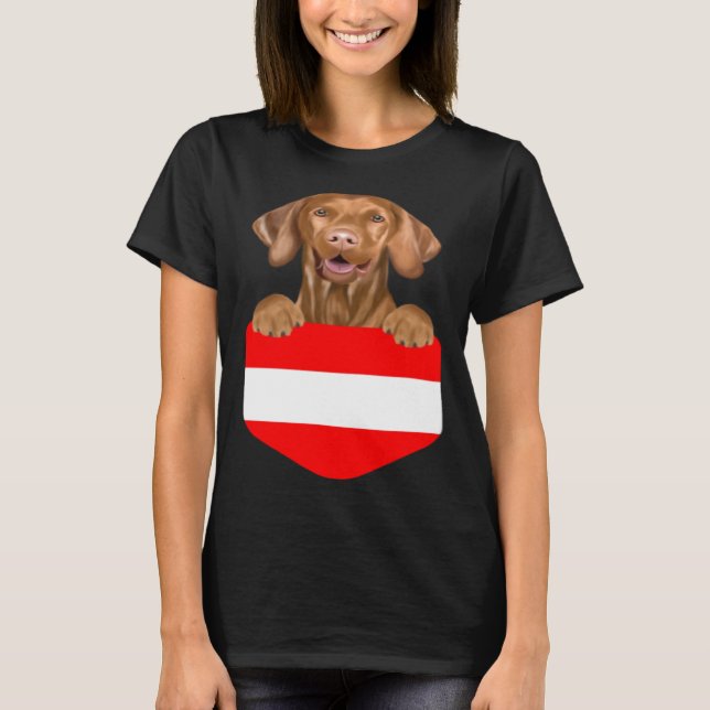 Austria Flag Vizsla Dog In Pocket T Shirt (Framsida)