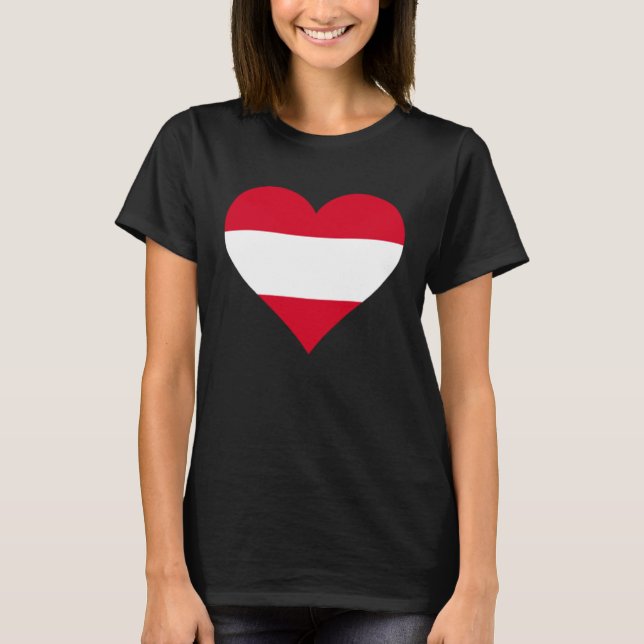 Austria Flagga Heart Austria Gifts Kärlek Austria T Shirt (Framsida)