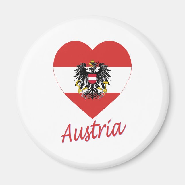 Austria Flagga Heart Magnet (Framsidan)