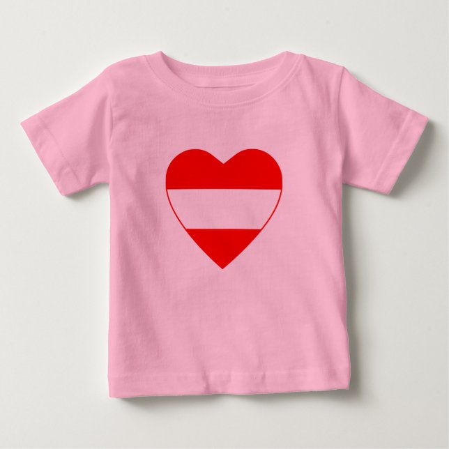 Austria Flagga Heart T-Shirt (Framsida)
