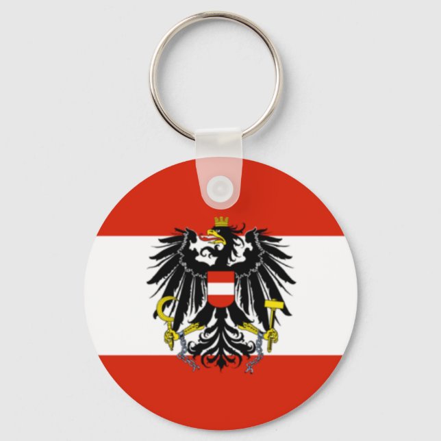 Austria Flagga Keychain Nyckelring (Framsida)