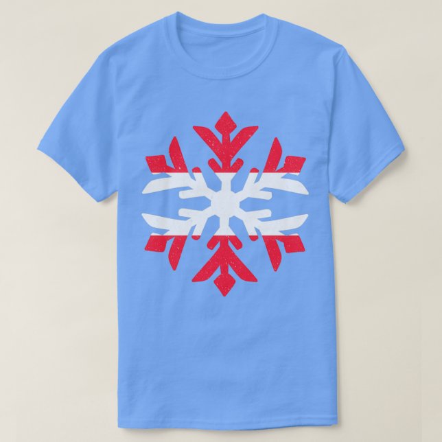 Austria Flagga Winter Snowflake Design T Shirt (Design framsida)