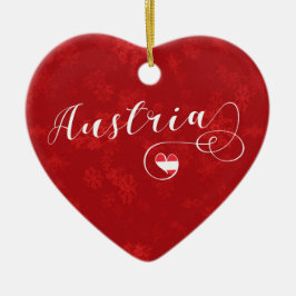 Austria Heart, Julgran Ornament, Österrike Julgransprydnad Keramik