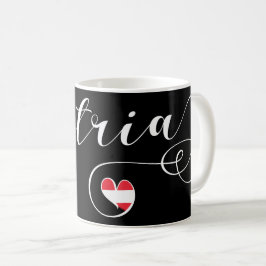 Austria Heart Mugg, Autrian Flagga Kaffemugg