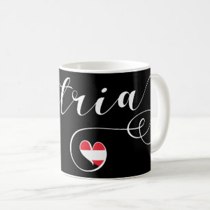Austria Heart Mugg, Autrian Flagga Kaffemugg