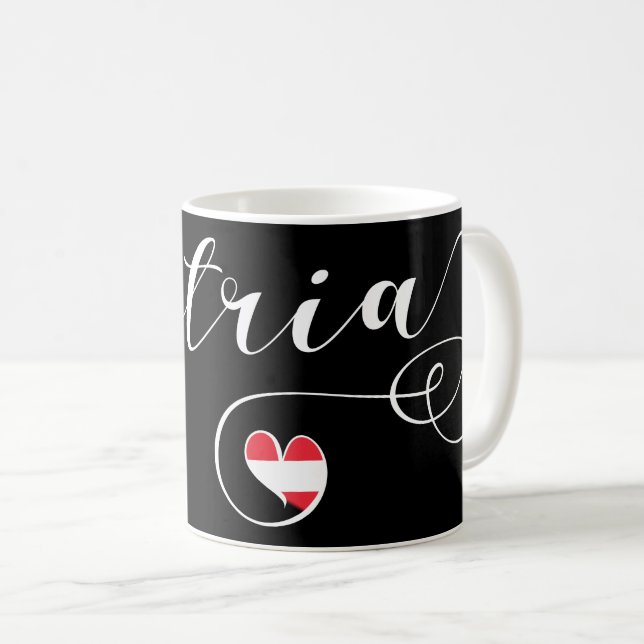 Austria Heart Mugg, Autrian Flagga Kaffemugg (Framsida höger)