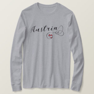 Austria Heart T-Shirt, Österrikes Flagga T Shirt