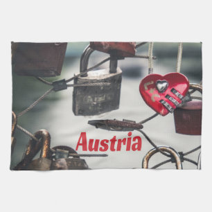 Austria Kärlek Locks Bridge Salzburg Kökshandduk