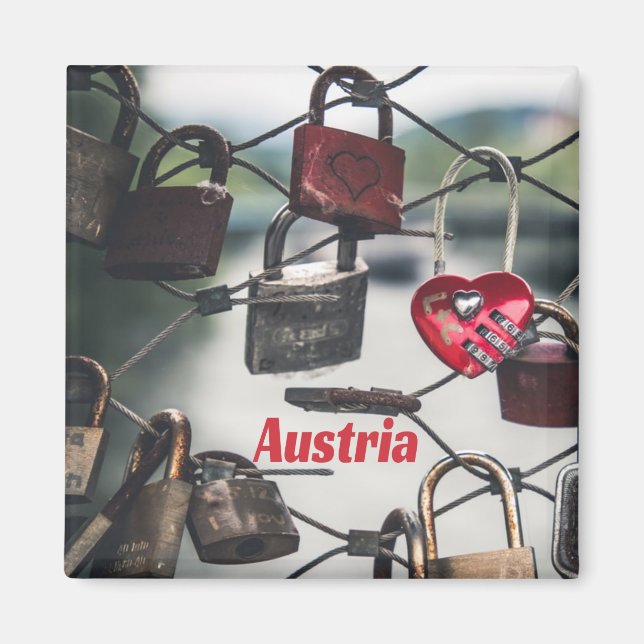 Austria Kärlek Locks Bridge Salzburg Magnet (Framsidan)