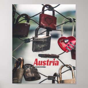 Austria Kärlek Locks Bridge Salzburg Poster