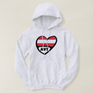 Austria Land Code Flagga Heart AUT Hoodie