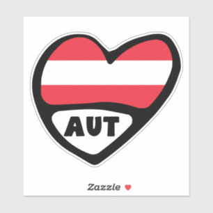 Austria Land Code Flagga Heart AUT Klistermärken