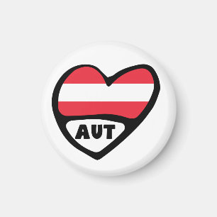 Austria Land Code Flagga Heart AUT Magnet