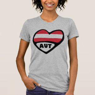 Austria Land Code Flagga Heart AUT T Shirt