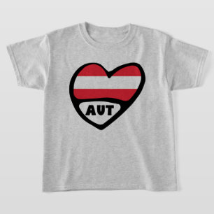 Austria Land Code Flagga Heart AUT T Shirt