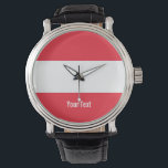 Austria National Flag Armbandsur<br><div class="desc">The national flag of Austria (Flagge Österreichs) is a triband in the following order: cherry red,  white,  and red</div>