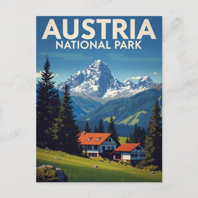 Austria National Park Alpine Chalet Vykort (Framsida)