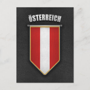 Austria Pennant med läderutseende av hög kvalitet Vykort