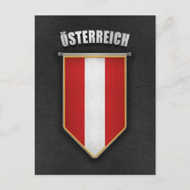Austria Pennant med läderutseende av hög kvalitet Vykort (Framsida)