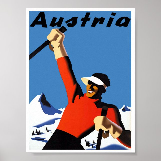 Austria Retro Vintage Ski Poster (Framsidan)