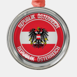 Austria Round Emblem Julgransprydnad Metall