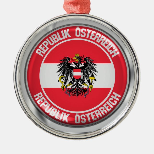 Austria Round Emblem Julgransprydnad Metall (Framsidan)