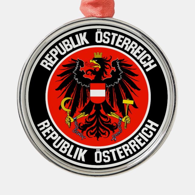 Austria Round Emblem Julgransprydnad Metall (Framsidan)