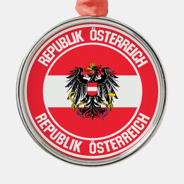 Austria Round Emblem Julgransprydnad Metall (Framsidan)