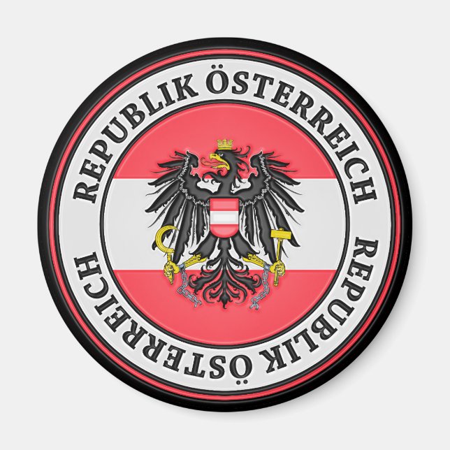 Austria Round Emblem Magnet (Framsidan)