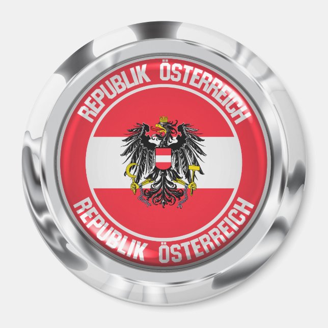 Austria Round Emblem Magnet (Framsidan)