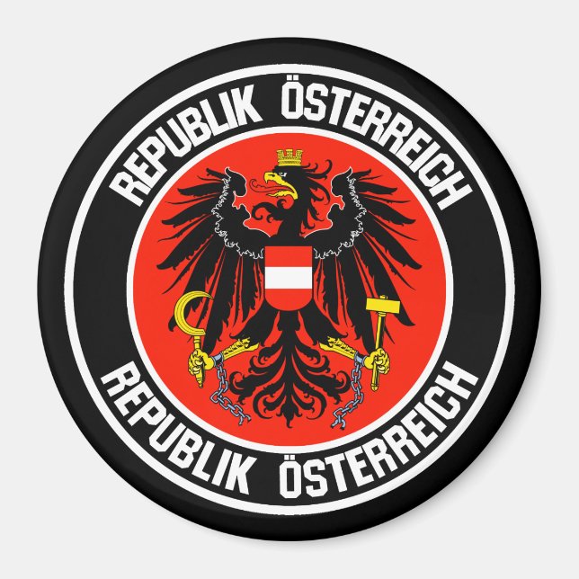 Austria Round Emblem Magnet (Framsidan)