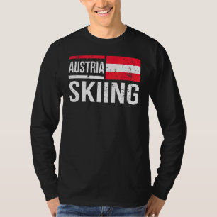 Austria Skiing Skier Flagga Snö Mountain Winte T Shirt