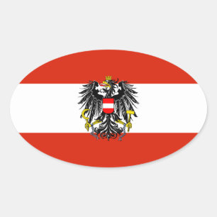 Austria Statlig flagga Oval Sticker Ovalt Klistermärke
